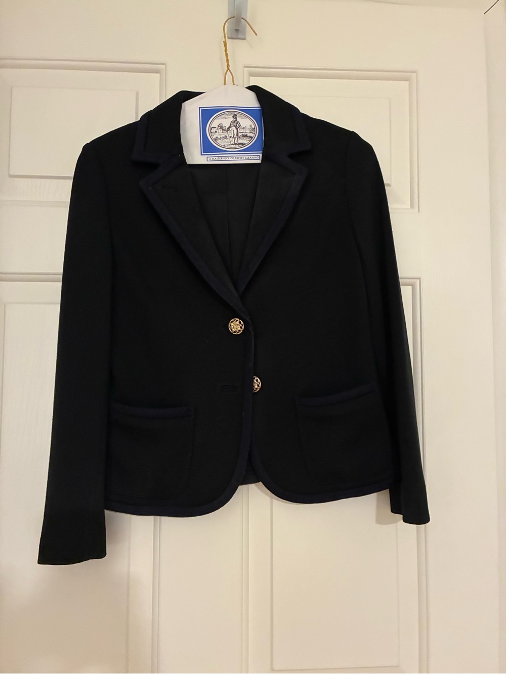 Tory Burch Black Blazer with Navy Trim with Gold Buttons
